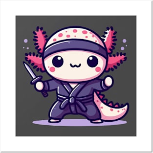 cute baby ninja axolotl Posters and Art